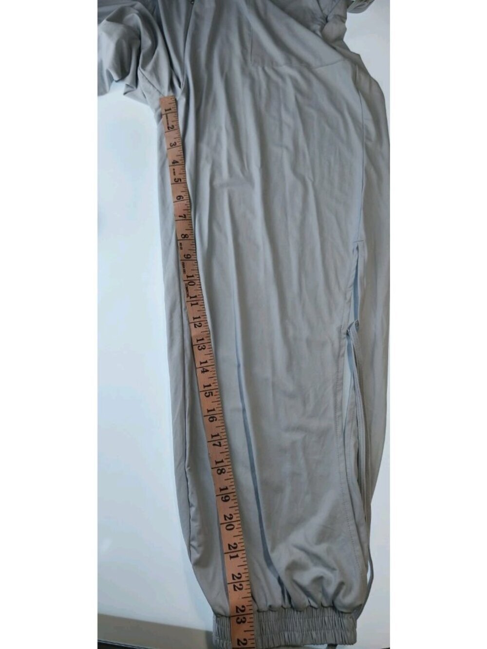 Halara NWT Cutout Waist Drawstring Wide Leg Jumpsuit Side Slit Gray Size M - Picture 10 of 13